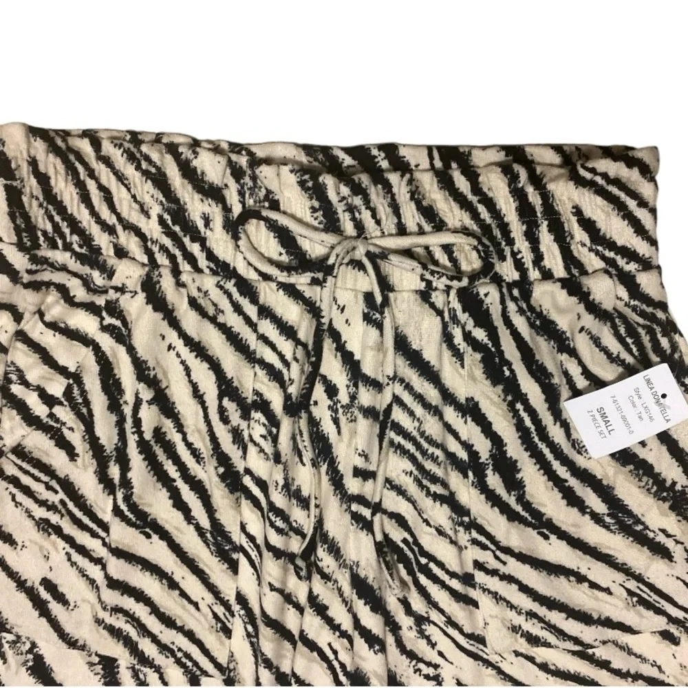 Linea Donatella Zebra-Print Hacci Knit Tank Top & Pants Pajama Set Size Small - Picture 7 of 12